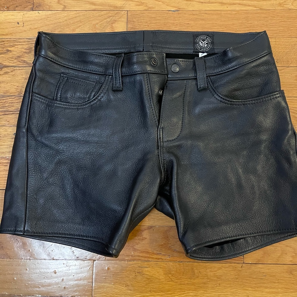 Black leather man shorts